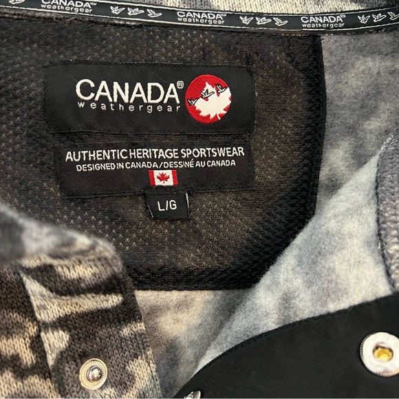 Canada Weather Gear Camouflage Fleece Pullover 1/4 Snap Sweater Mens Large - Picture 3 of 5